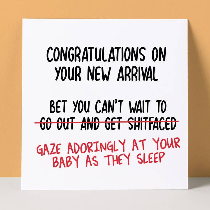 SHITFACED - NEW BABY CARD for wholesale by Pack a Punch Designs