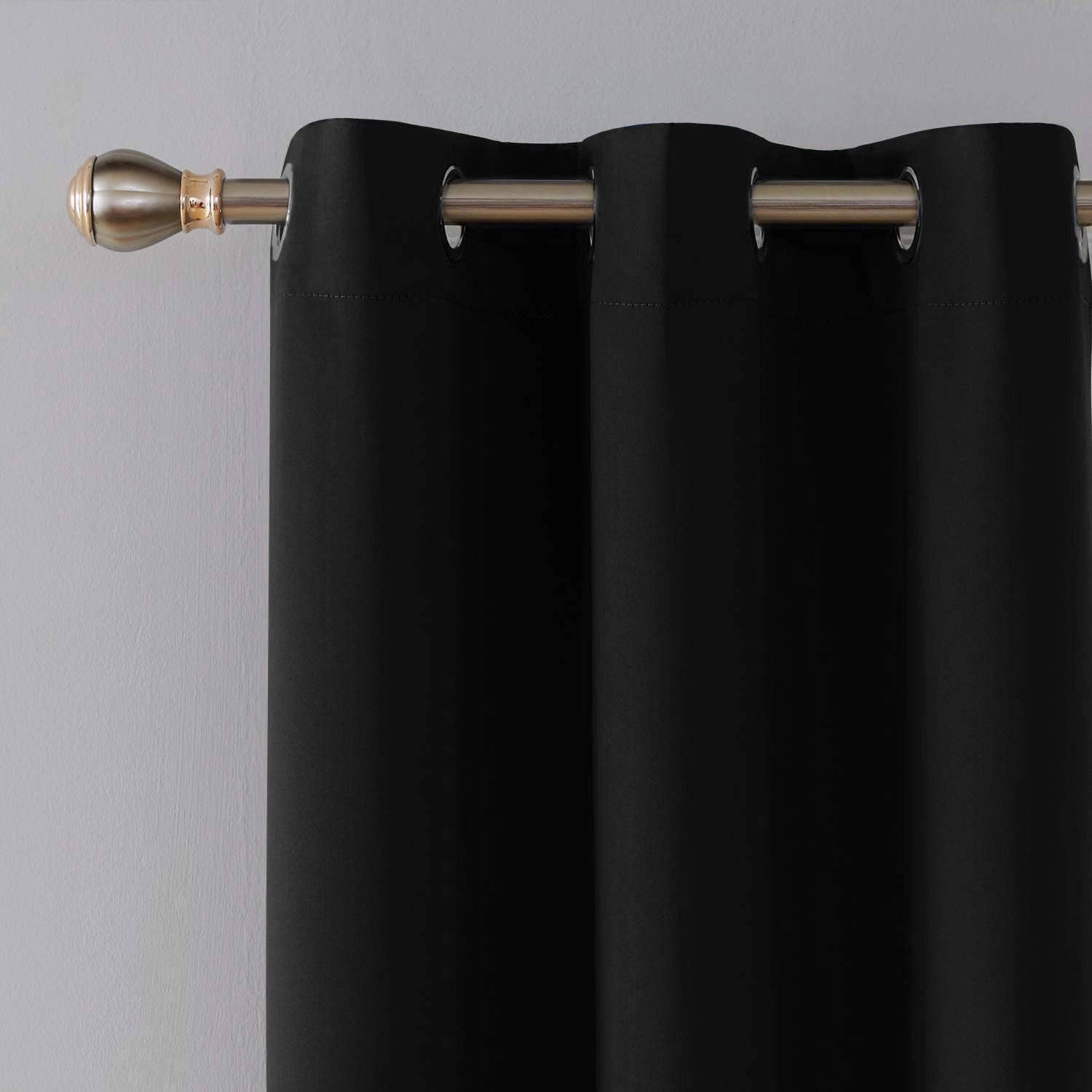 The Fitted Sheets – wholesale Curtain –  Black Blackout Thermal Curtains – Eyelet Top, 2 Panels6