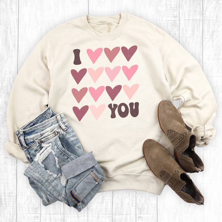 Valentine's Day I Love You Sweatshirt for wholesale by The Way Down South