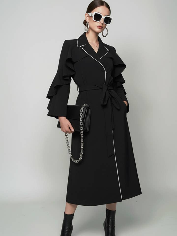 TRIBECA Ruffle Long Coat BYMANYC ® New York for wholesale on Faire1