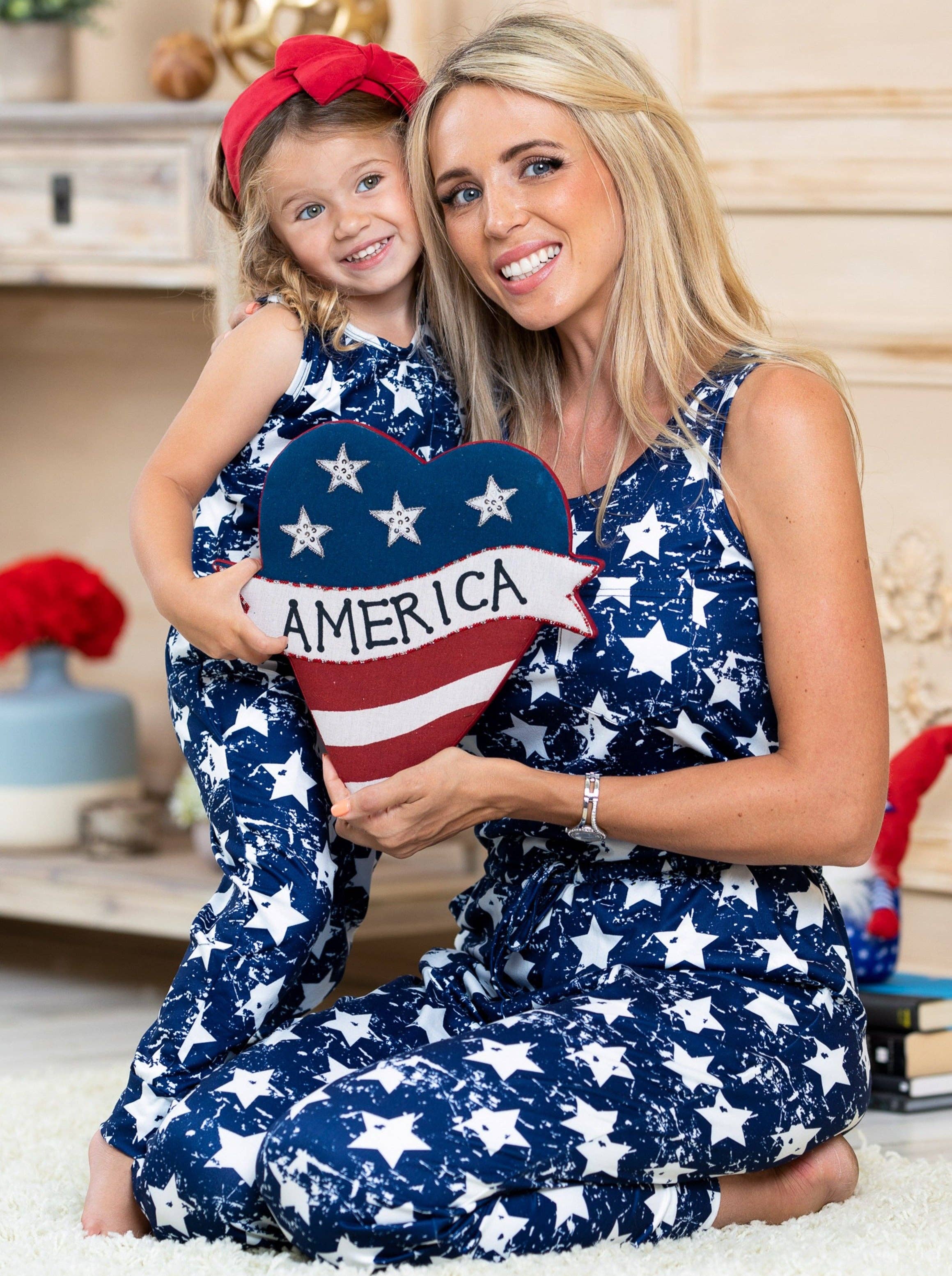 Navy Mommy And Me Starry Night Jumpsuit for wholesale on Faire0