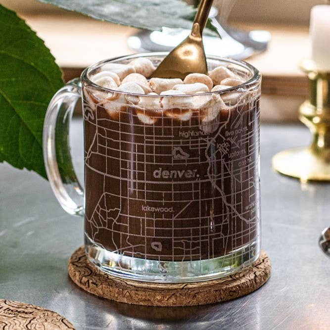 Well Told - Wholesale Coffee Mug - CUSTOM ETCHED - U.S. City / Town Map - Glass Mug - 13 oz2