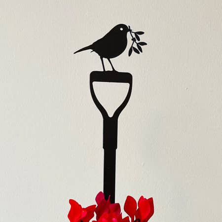Pot Stems - Robin on a fork with mistletoe for wholesale by A Blackbird Sang