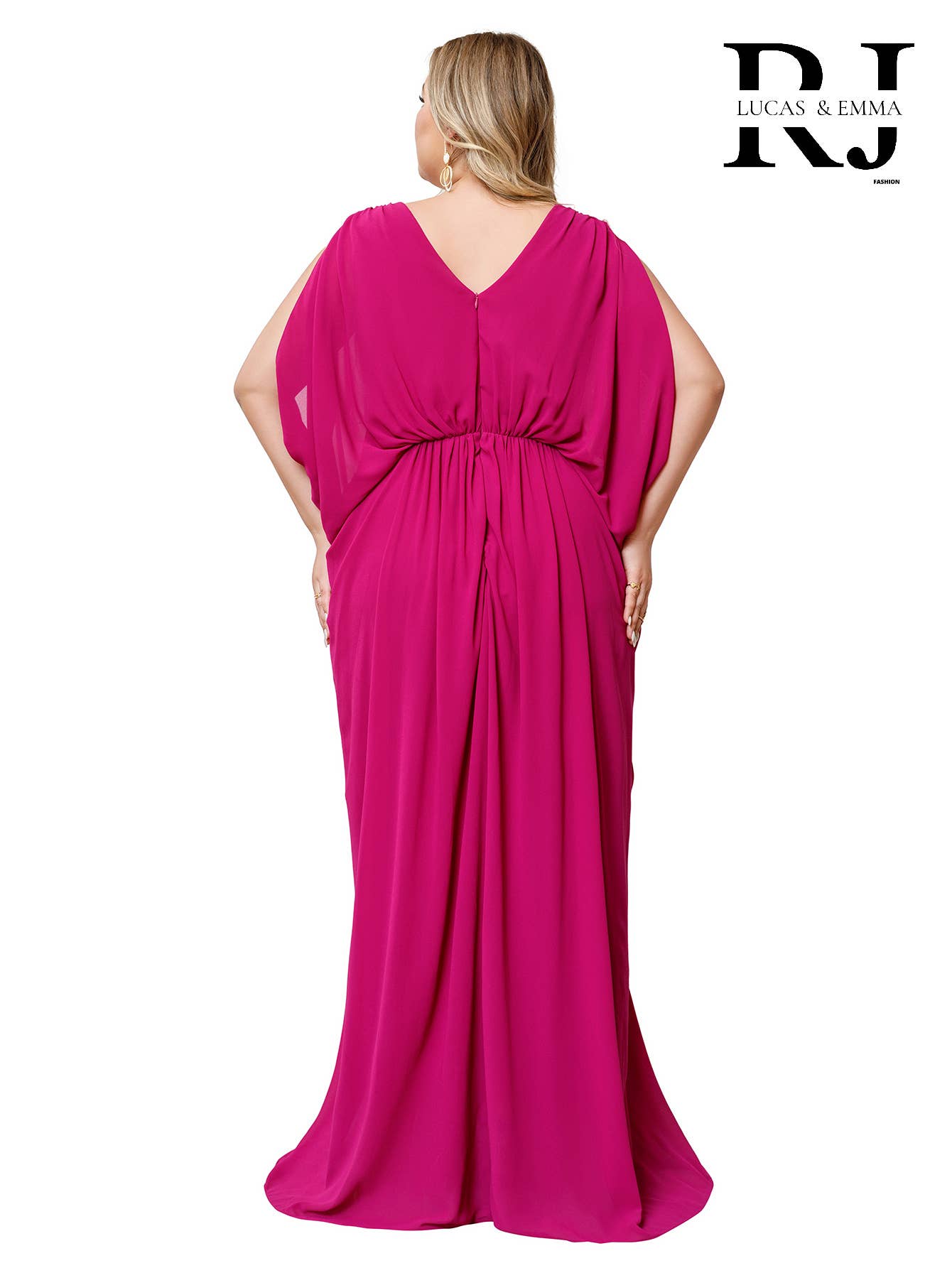 Lucas & Emma - Sarl RJ & co - Vente Robe de soirée – femme - Robe longue drapée élégante et tendance grande taille 22589