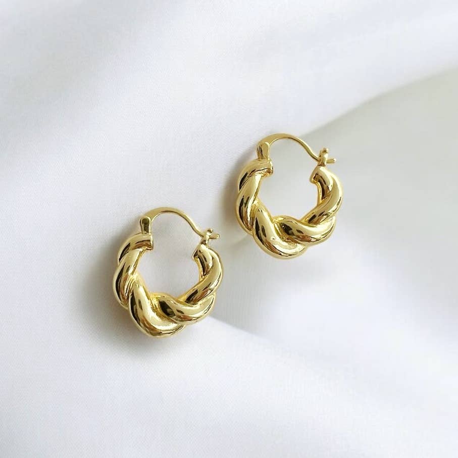 True by Kristy Jewelry - Wholesale Hoop Earrings - Hannah Croissant Twist Hoops Earrings Gold Filled0