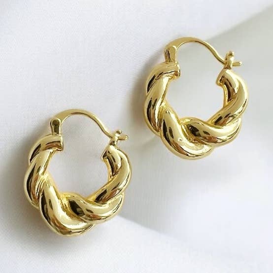 True by Kristy Jewelry - Wholesale Hoop Earrings - Hannah Croissant Twist Hoops Earrings Gold Filled0