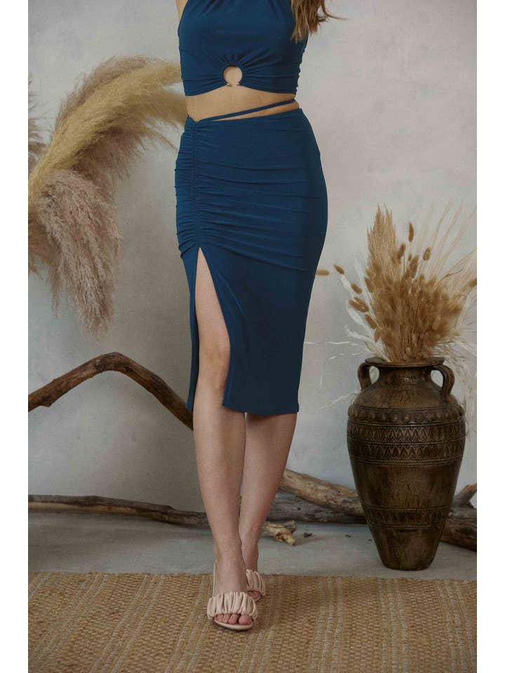 Endless Blu – wholesale Skirt – Women’s – DJS5051 Solid shirring skirt