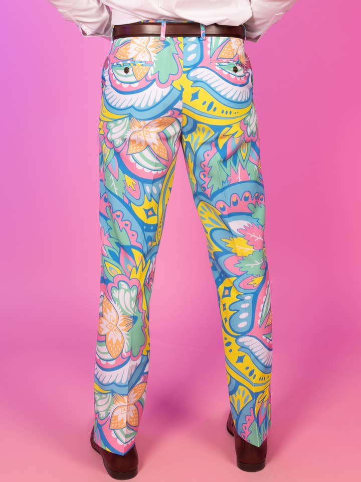 Shinesty, Inc – Engroshandel Habitbukser – Mænd – Aprilbygerne | Abstrakte Paisley Jakkesætsbukser1