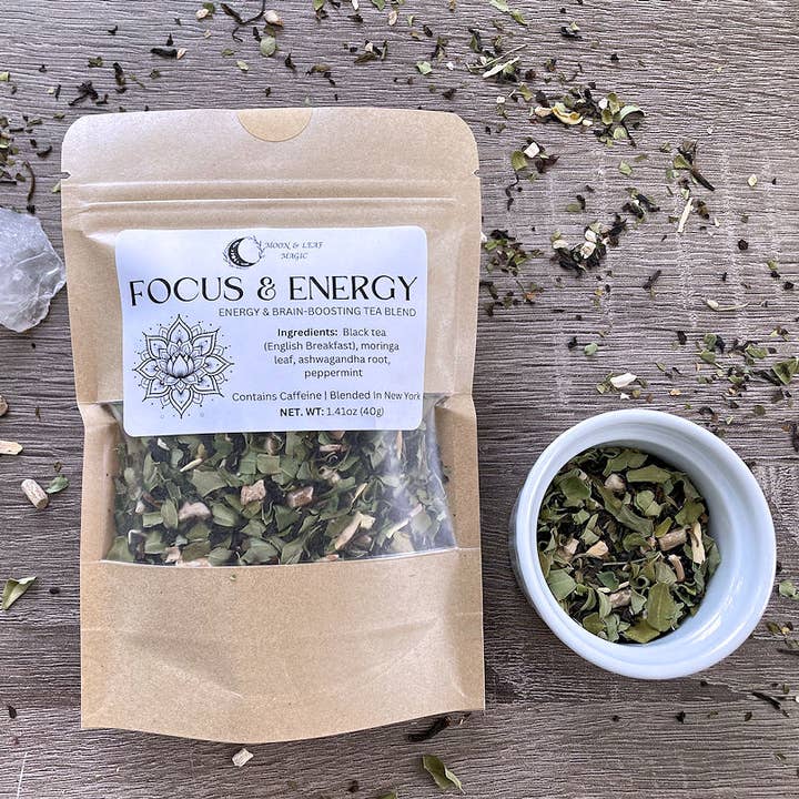 Focus & Energy Black Tea with Ashwagandha & Moringa for wholesale by Moon & Leaf Magic