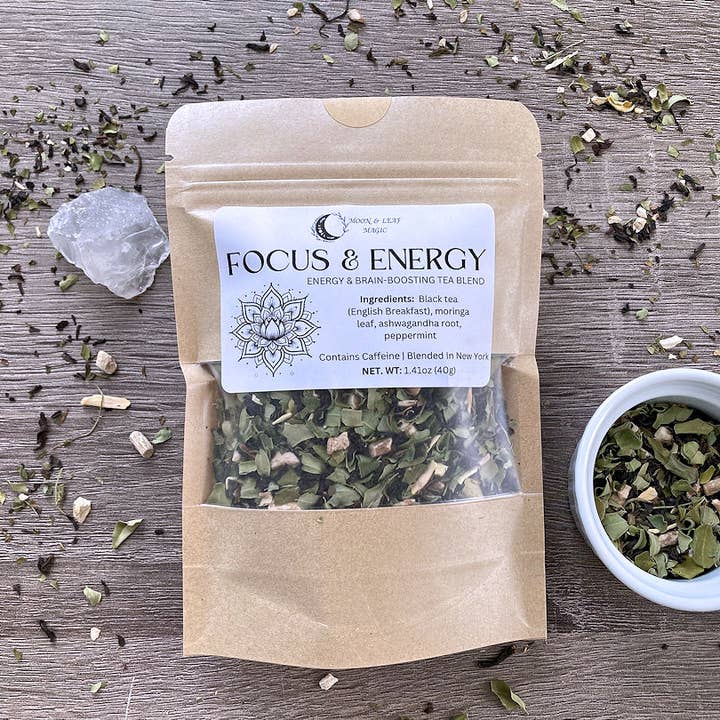 Focus & Energy Black Tea with Ashwagandha & Moringa for wholesale by Moon & Leaf Magic