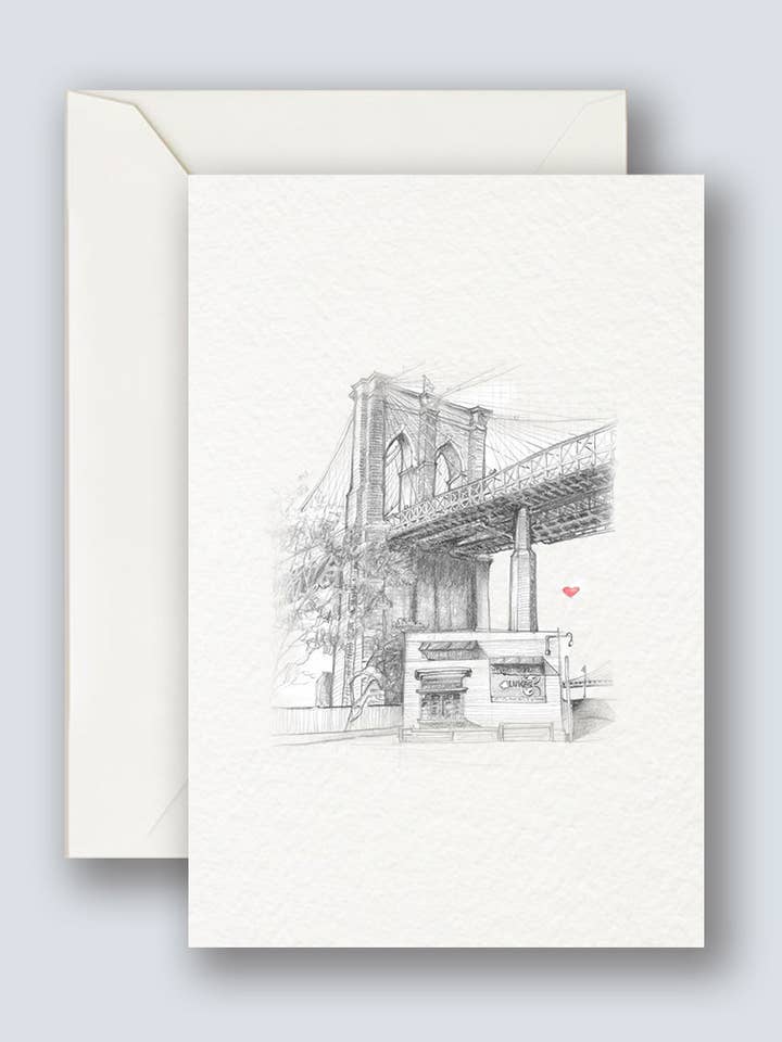 Carte de vœux du pont de Brooklyn pour la vente par Benji's of Brooklyn