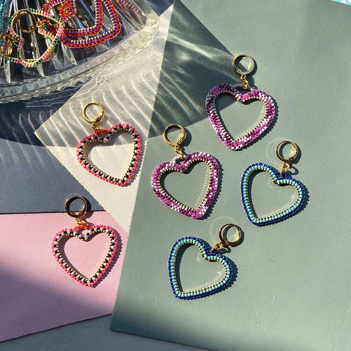 Handmade Beaded Heart Earrings for wholesale by Shh by Sadie