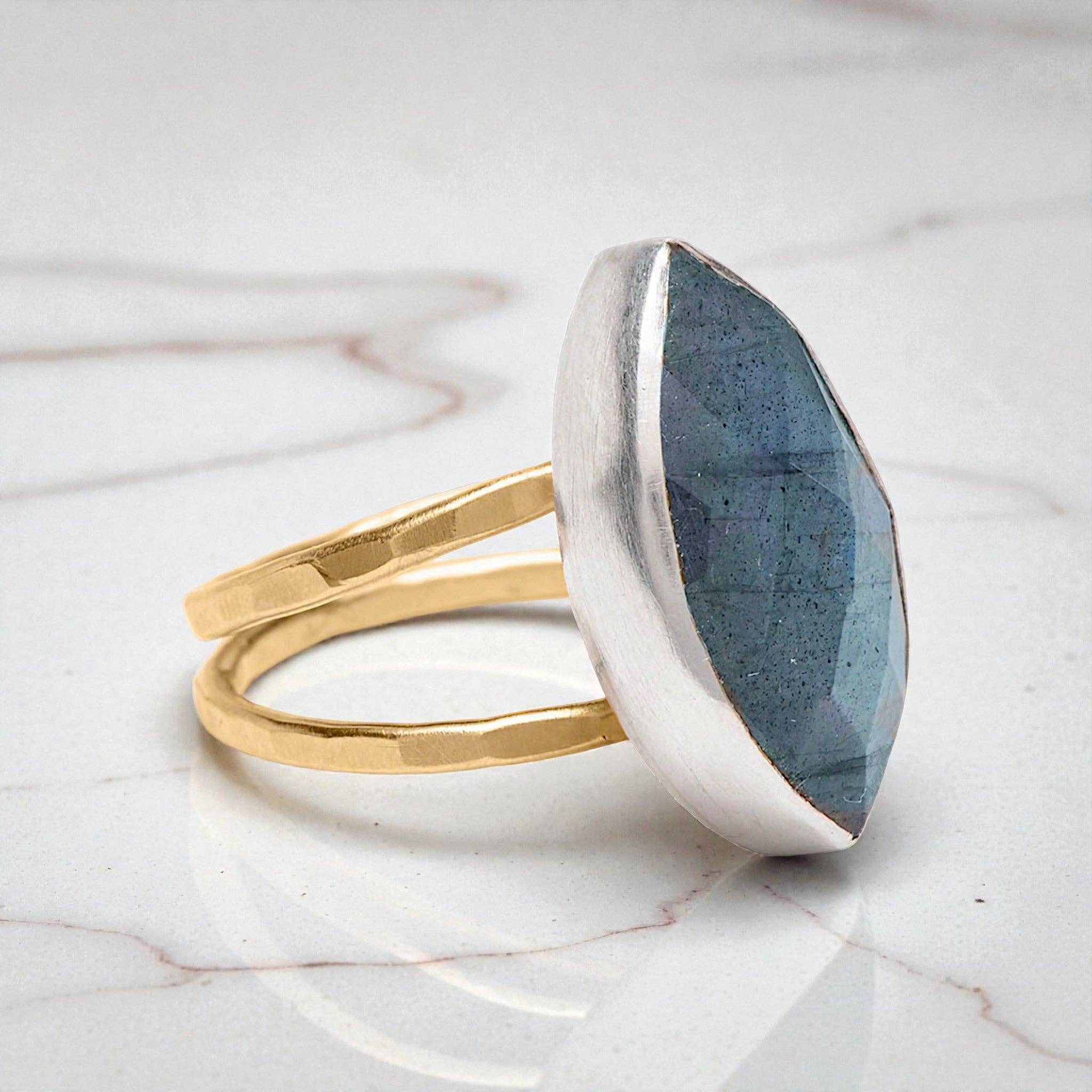 J + I Jewelry - Wholesale Cocktail/Statement Ring - Labradorite Marquis Ring1