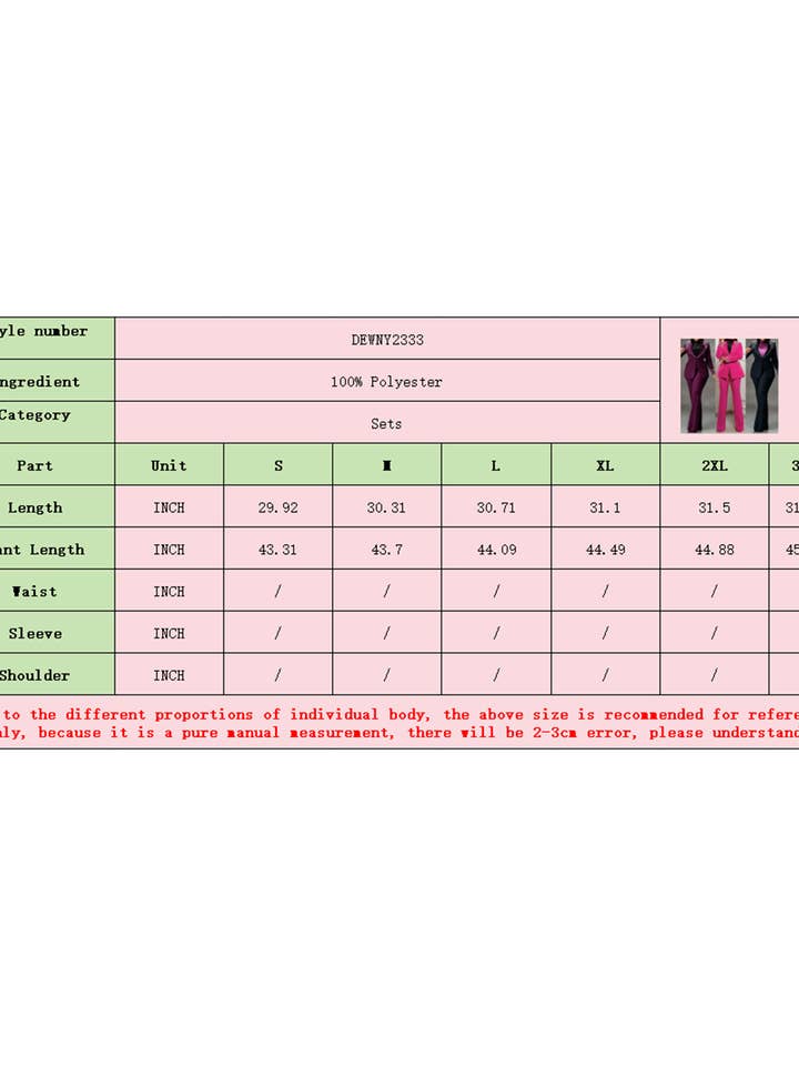 Aria Romance - Wholesale Suit Pants - Women's - Slim Fit Long Sleeve Two-Piece Set12