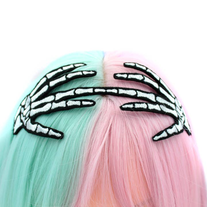 Kawaii Hair Candy - Wholesale Fashion Headband - Women's - Embroidered Skeleton Hand Headband6