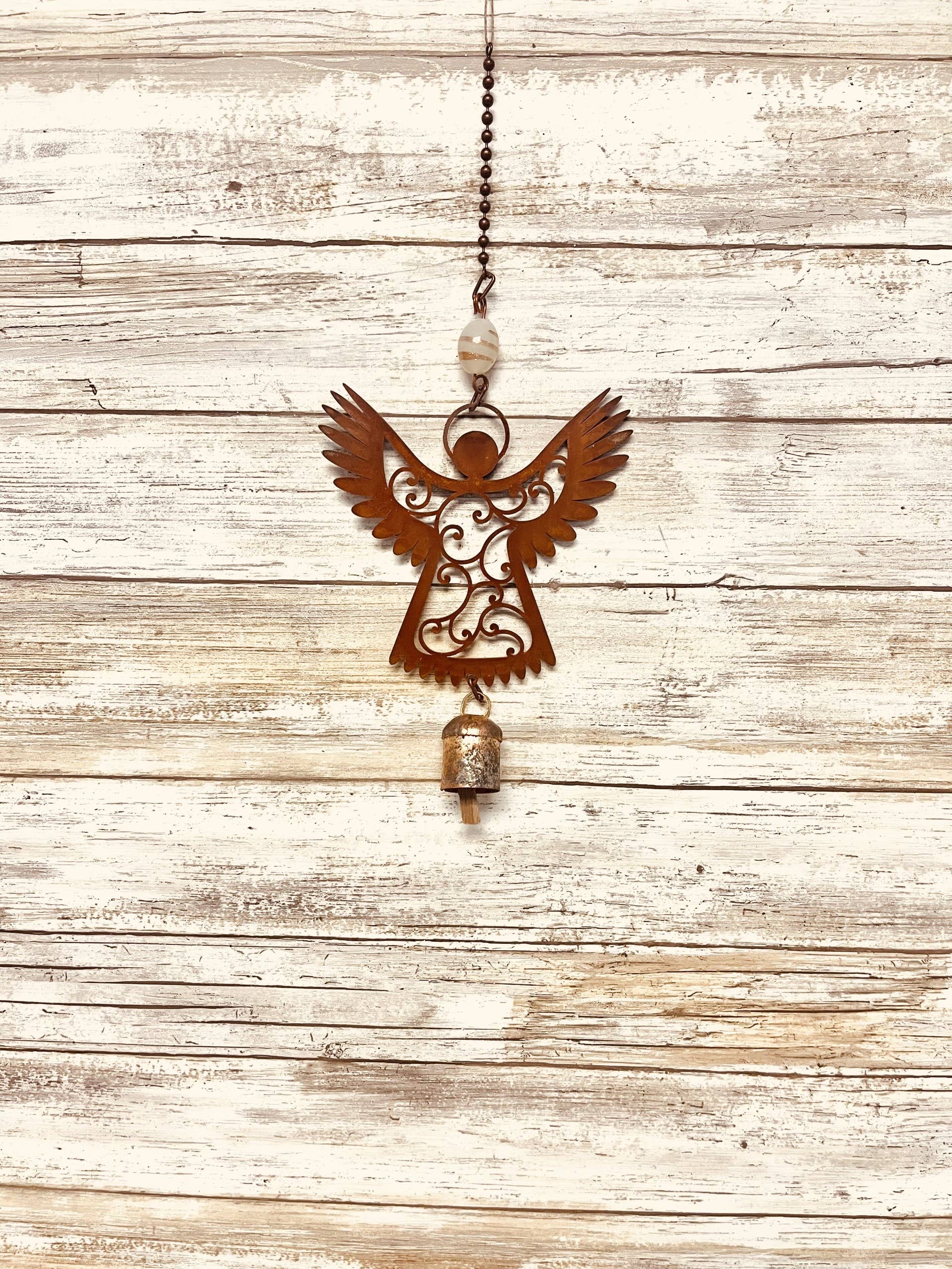 Universal Ironworks USA - Wholesale Wind Chime - Angel Wings up single Bell Rustic Memorial Garden Chime