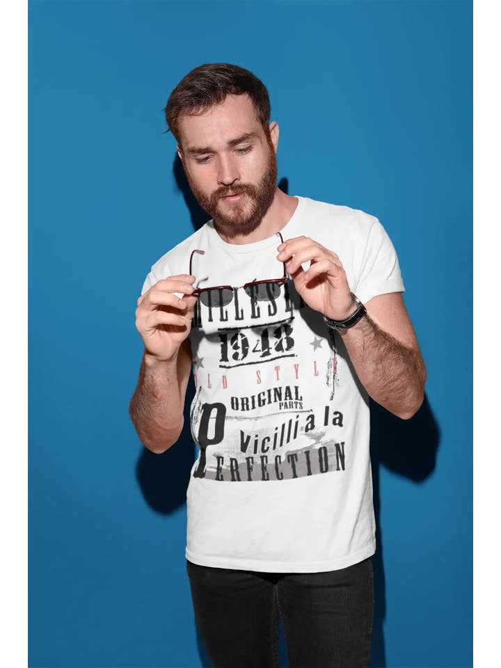 Blanc 1948,Cadeaux,Anniversaire,Manches Courtes,Blanc,Homme T-Shirt for wholesale on Faire1