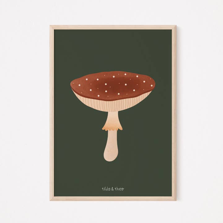 Poster autumn mushroom art print toadstool - autumn wall decoration for wholesale by Tilda&Theo