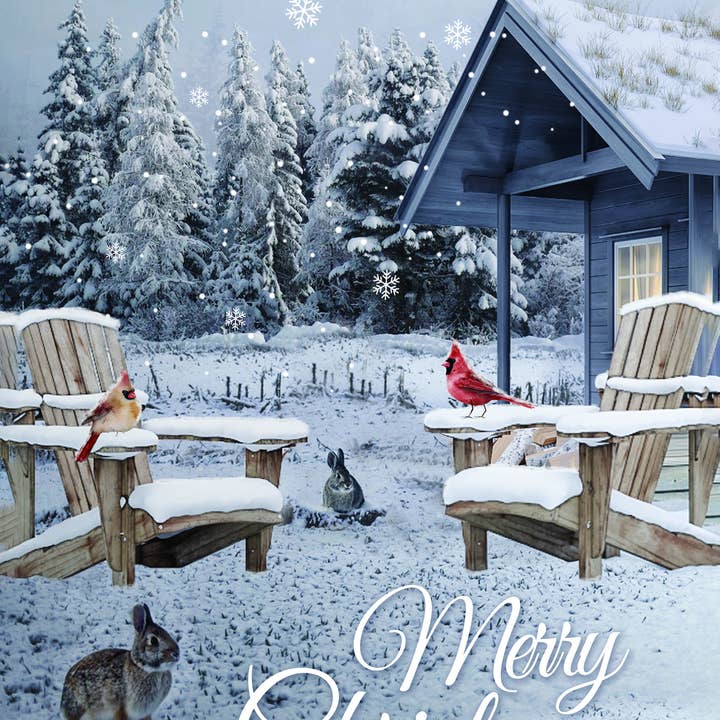 Wholesale Home Decor - Wholesale Flag - Christmas Cabin Garden Flag 12in by 18in