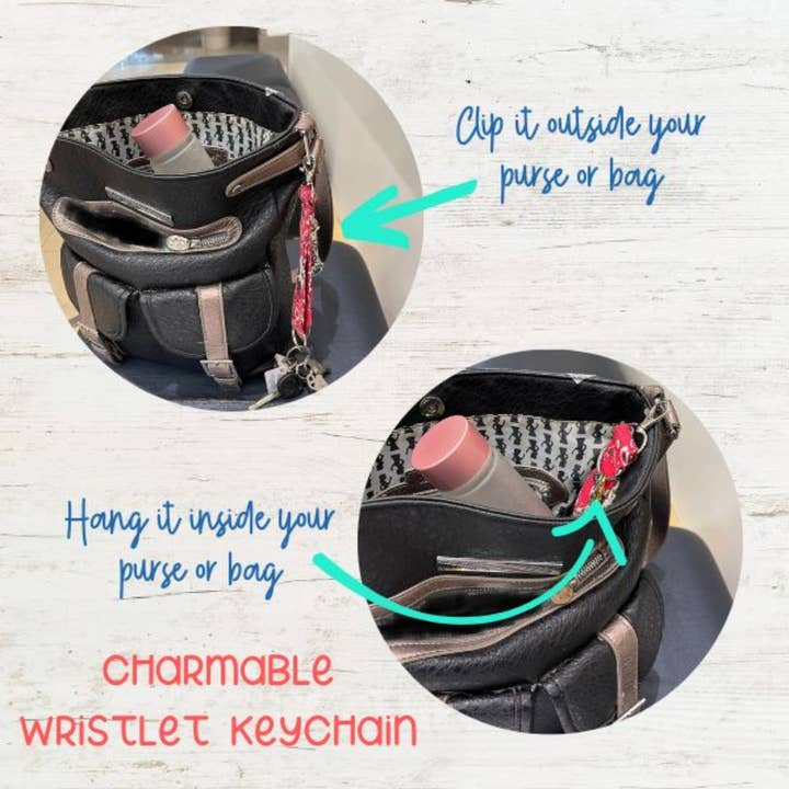 Kimmi Jo - Wholesale Keychain - Women's - Brown Camo Wristlet Keychain with Charm Bar and Tassel