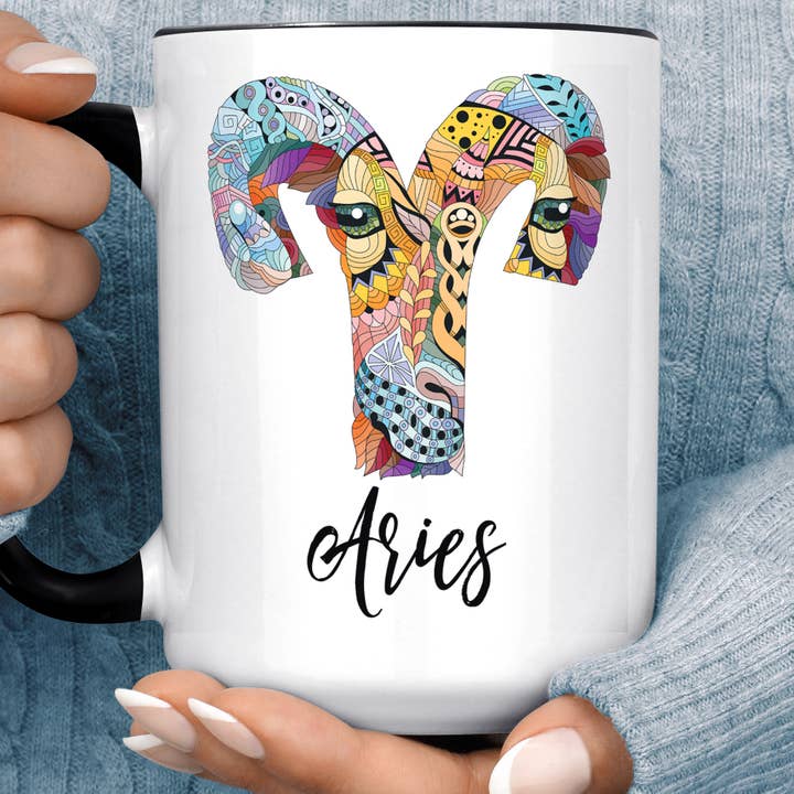 Aries Zodiac Horoscope Illustrated Coffee Mug for wholesale by Foxy Mug