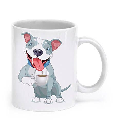 CustomHappy - Wholesale Coffee Mug - Pit Bull Mug - Pit Bull Drinking Coffee - Pit Bull Gift0