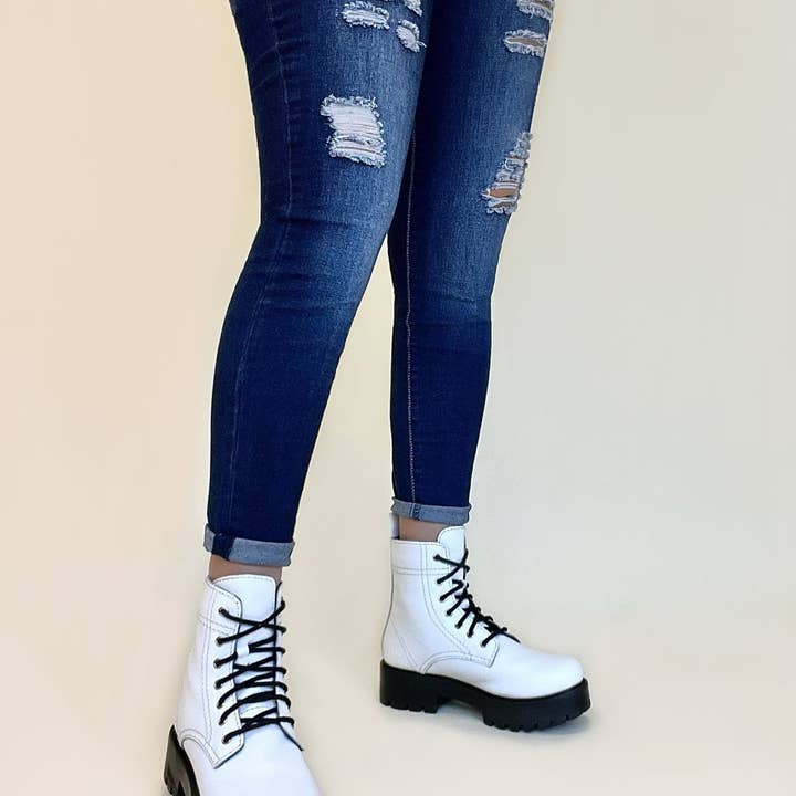 Alice White Leather Platform Combat Boot for wholesale by Only Partners