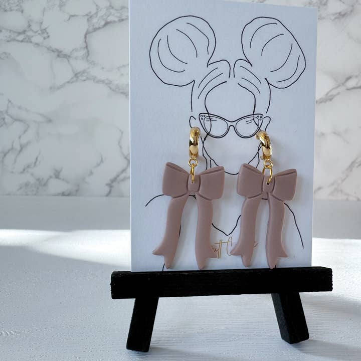 Gia Bow Dangles | Polymer Clay Earrings for wholesale by Britt Cimone