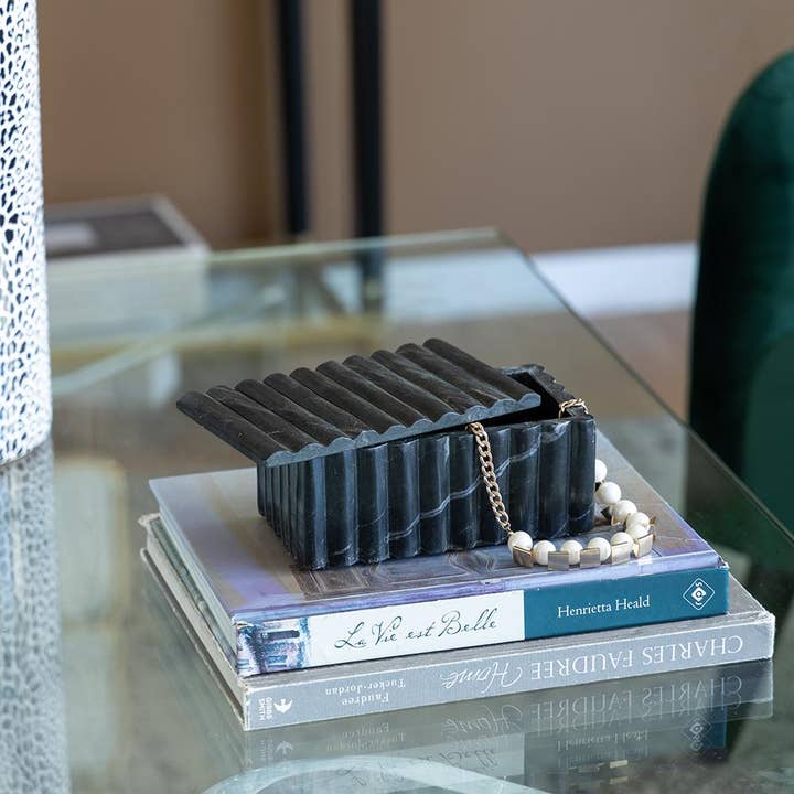 A&B Home Group Inc. - Wholesale Decorative Box - 4x7x3" Black Marble Box - Black4