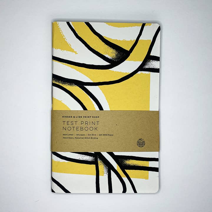 Half Letter Test Print Notebook - Offset Yellow Tangle for wholesale by Ginger & Lime Print Shop