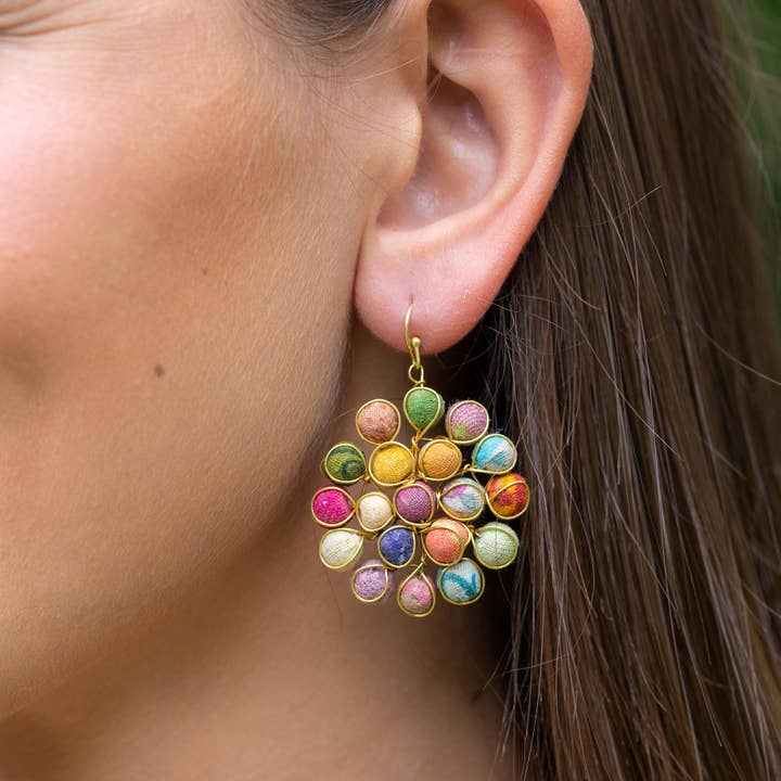Anju Jewelry - Wholesale Dangle Earrings - Aasha Kantha Handcrafted Beaded Circle Earrings