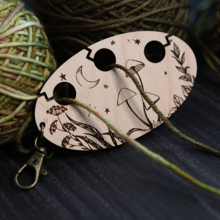 Mushroom knitting & crochet yarn separator. 3 hole divider for wholesale by Sunrise Grove