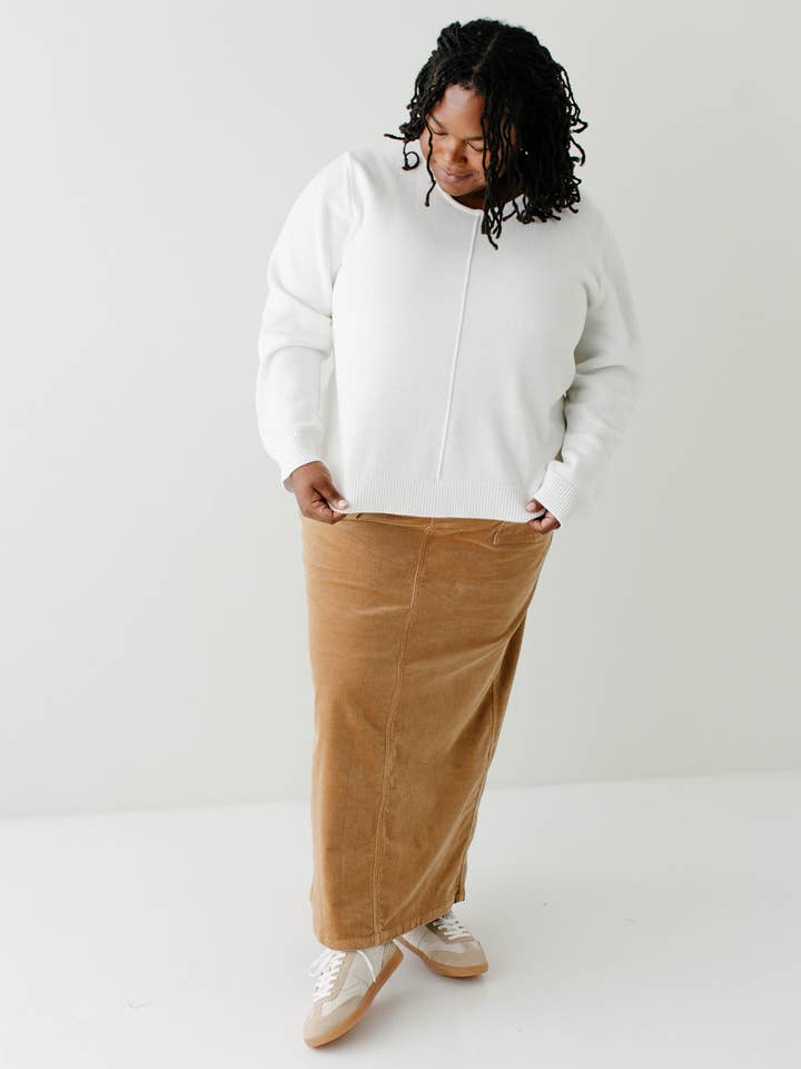 Ivory 'Kelsie' Cotton V-Neck Sweater for wholesale on Faire8