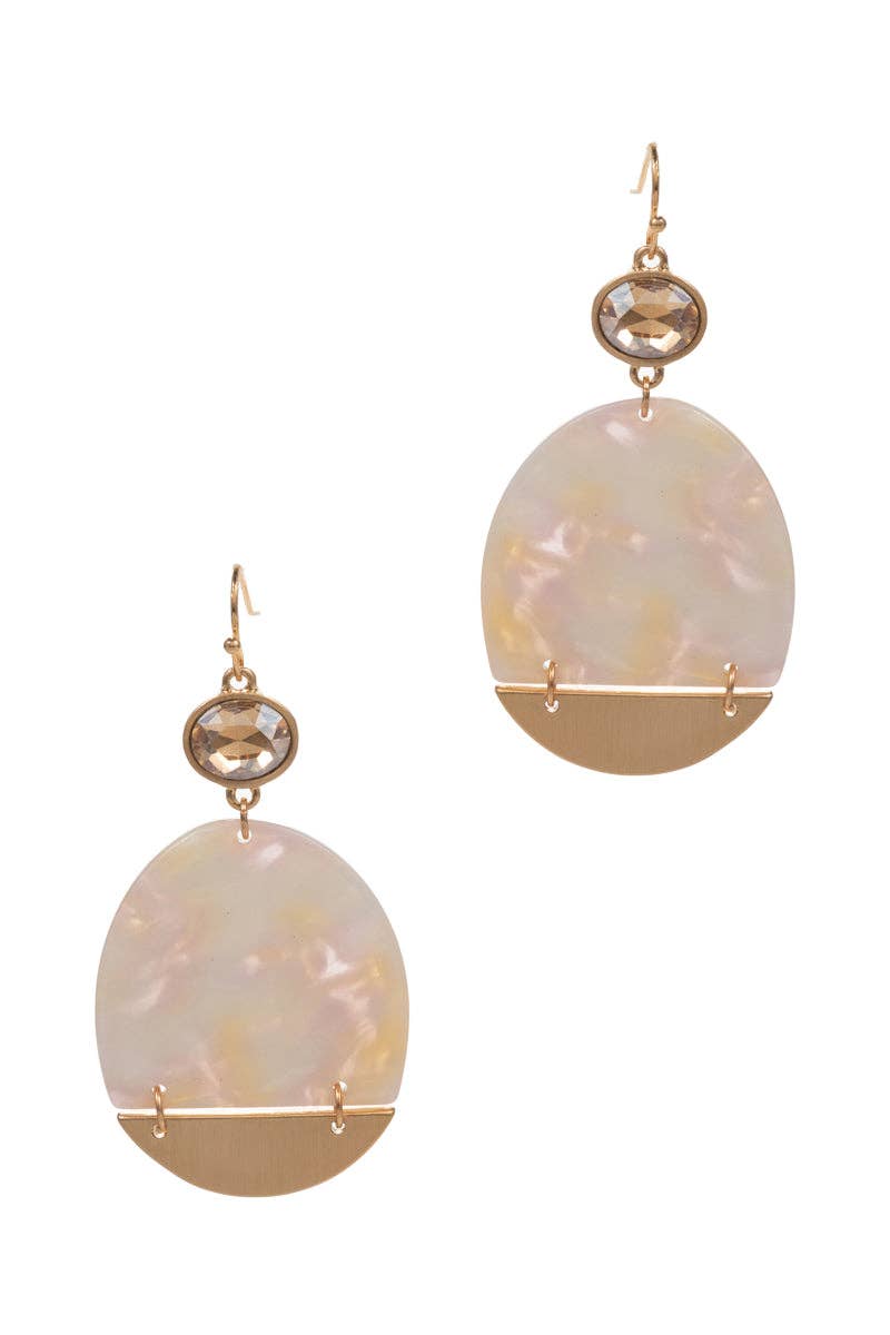 Designature New York - Wholesale Dangle Earrings - Oval Shaped Acetate With Glass Hook Earrings2