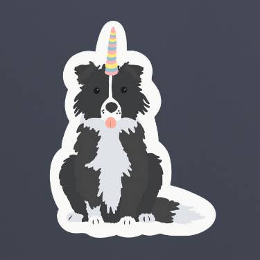 Border Collie Unicorn Sticker for wholesale by Warrior Woman Co. Designs