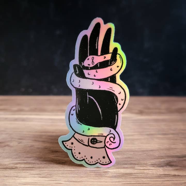 Pegatina: Pegatina de vinilo de mano y serpiente para venta al por mayor de Holly L'Oiseau