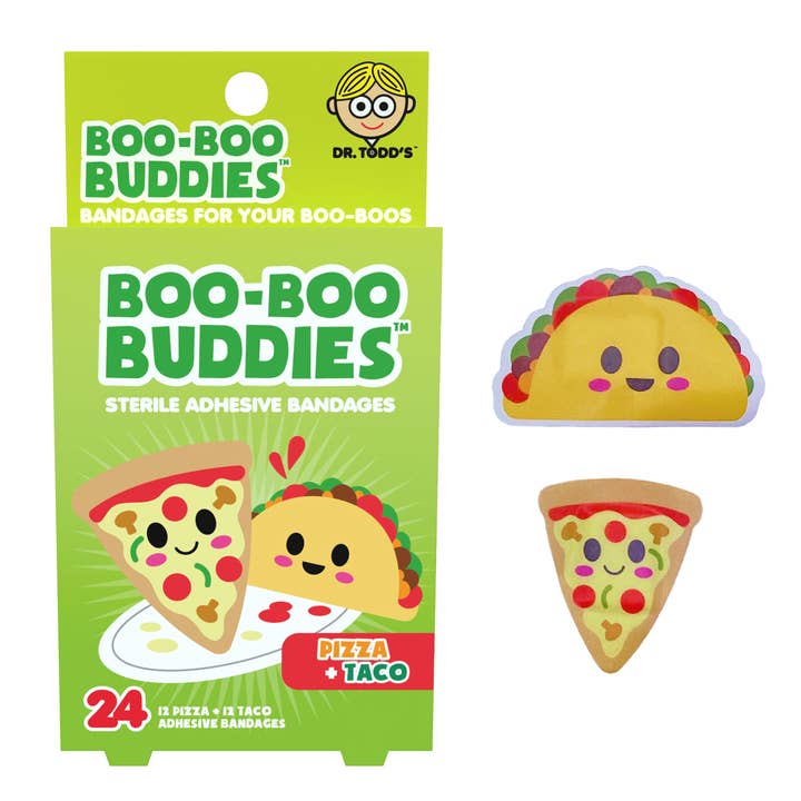 Pizza & Taco Bandages 24 Ct. Dr. Todd’s Boo Boo Buddies® for wholesale by Boo Boo Buddies
