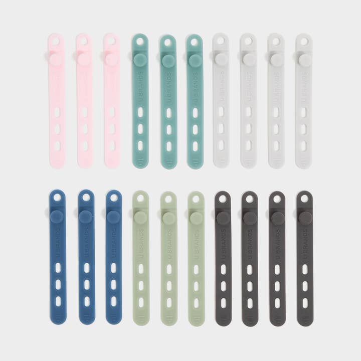 U Brands Knot Today Silicone Cord Straps, 20 CT Assorted Colors for wholesale by U Brands