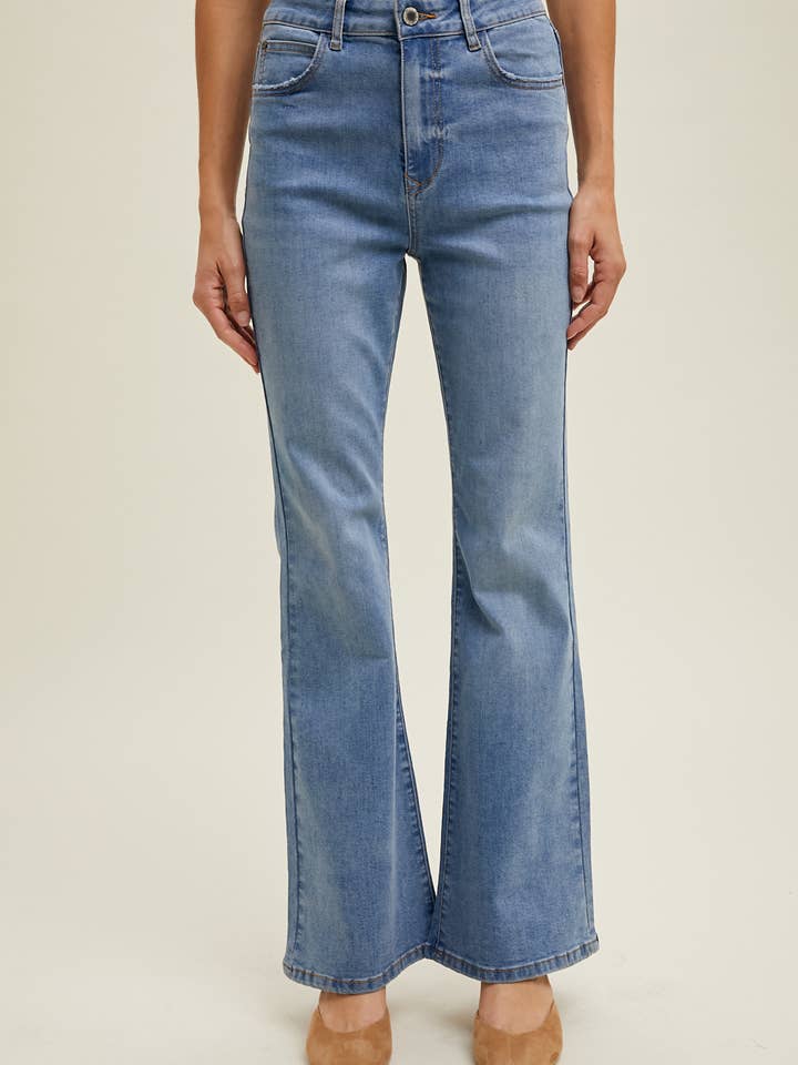 FLARE STRETCHY JEANS / WL24-9185 for wholesale by Wishlist Apparel