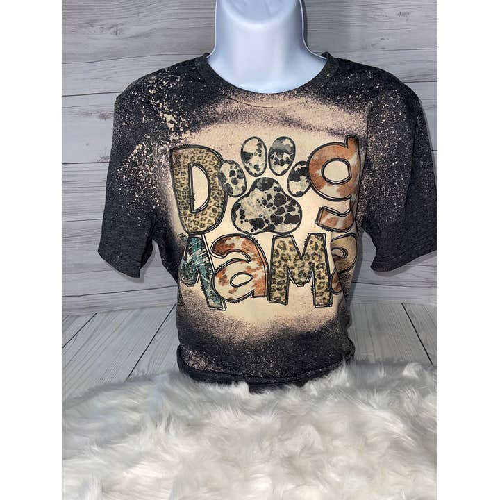 Dog mama bleached t shirt for wholesale by Kerry Creates