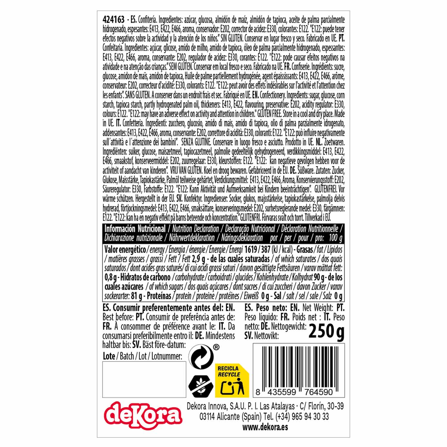 dekora - Vendita all'ingrosso Kit decorazione torte - FONDENTE FUCSIA SENZA GLUTINE 250G2