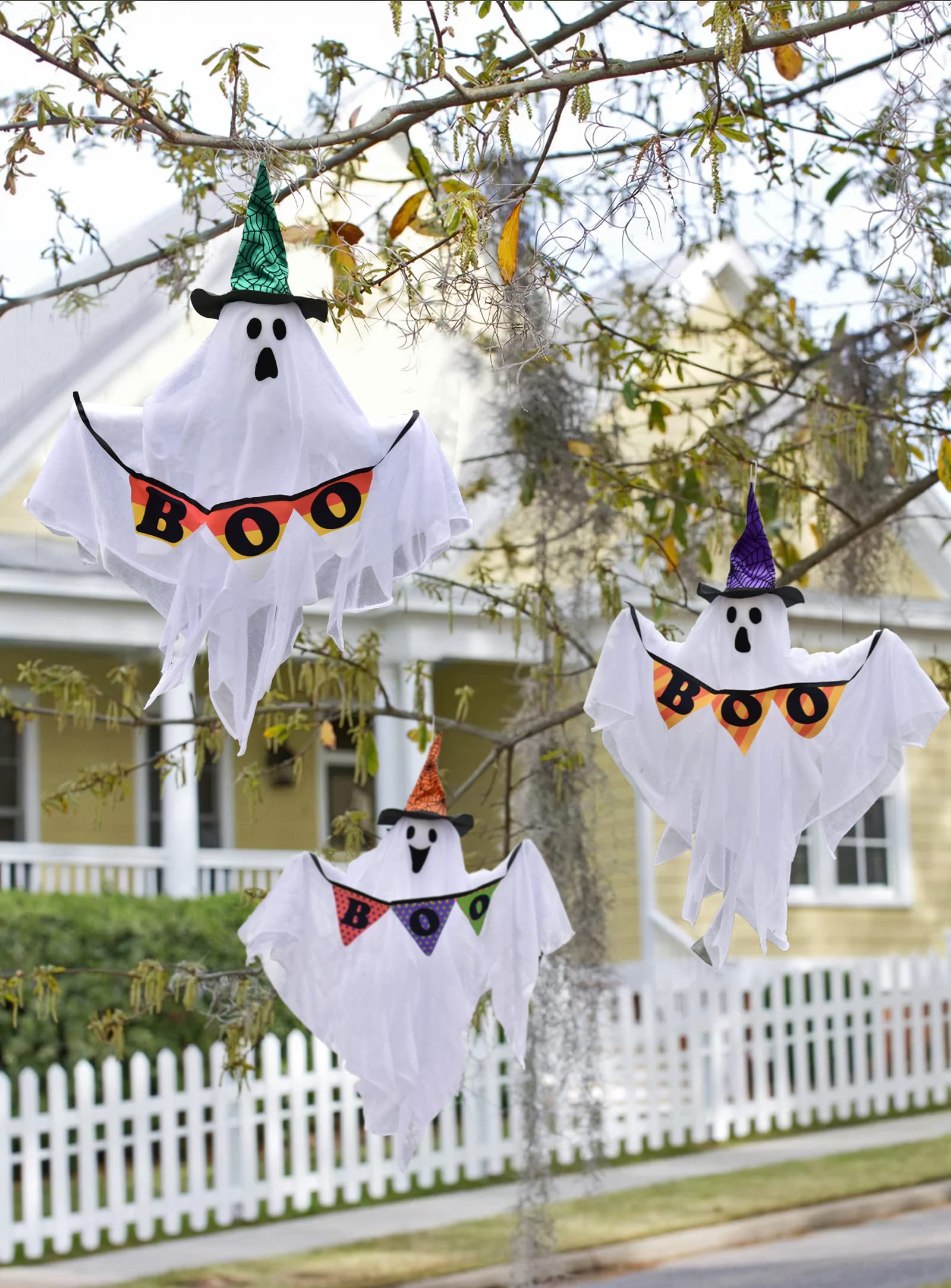 Fun Little Toys – Engroshandel Udendørs pynt/dekoration – Halloween spøgelse dekorationer med heks hat udendørs6