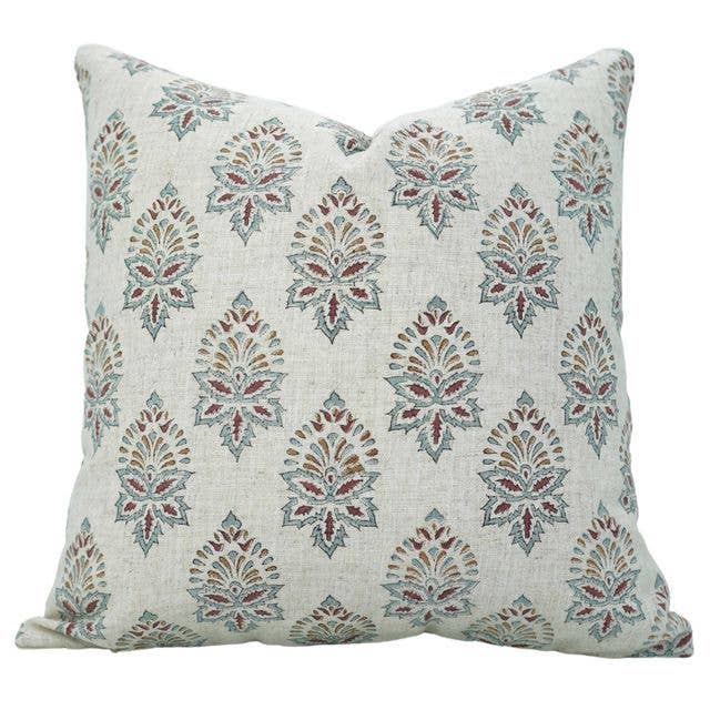 Classic Block Print Viscous Linen Cushion Cover - Samrat for wholesale by Fabdivine