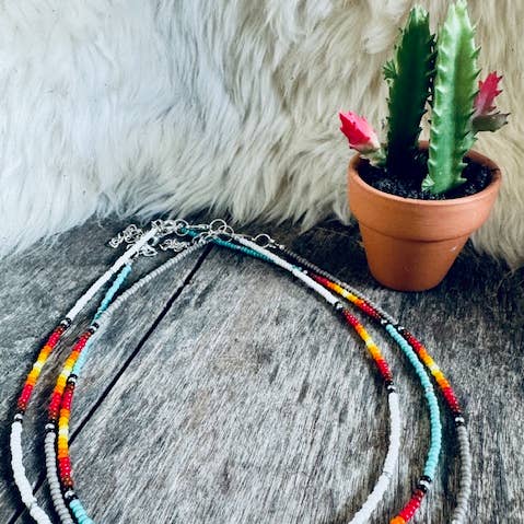 Wild Hancock Creations - Wholesale Choker/collar - Fire Colors Seed Bead Chokers 0