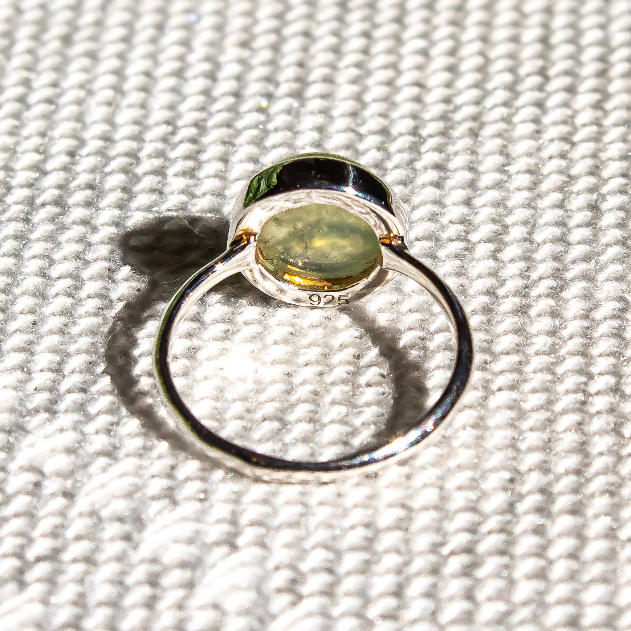 Quasar Gems USA - Wholesale Single Stone/Solitaire Ring - Prehnite Gemstone Sterling Silver Ring Round3