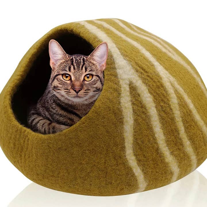 Lungta Imports - Wholesale Pet Cave - Cat/Dog - KayJayStyles Felt Cat Cave / Cat Bed / Warm Cat House / Cat Cocoon Hand Felted Natural Wool Eco-Friendly - Great Cat Gift