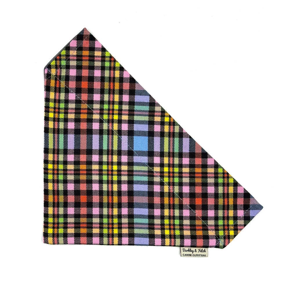 Barkley and Fetch – wholesale Pet bandana – Dog – Pastel Rainbow Check Dog Bandana
