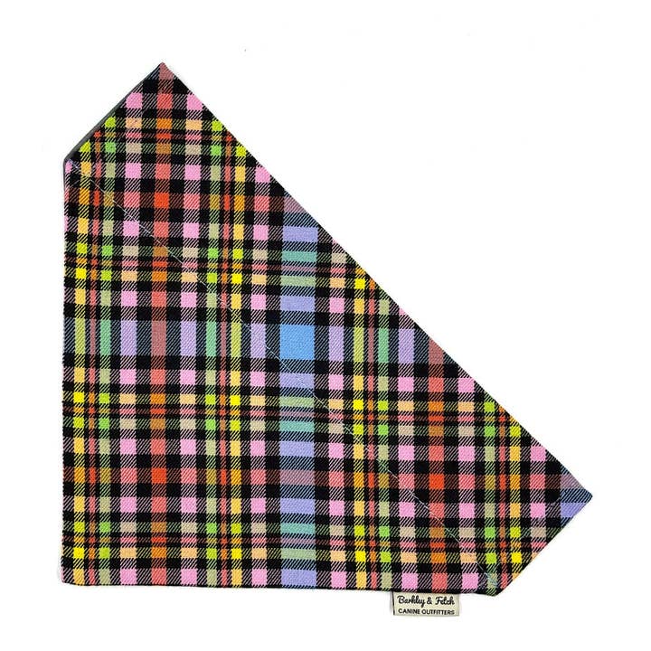 Pastel Rainbow Check Dog Bandana for wholesale by Barkley and Fetch