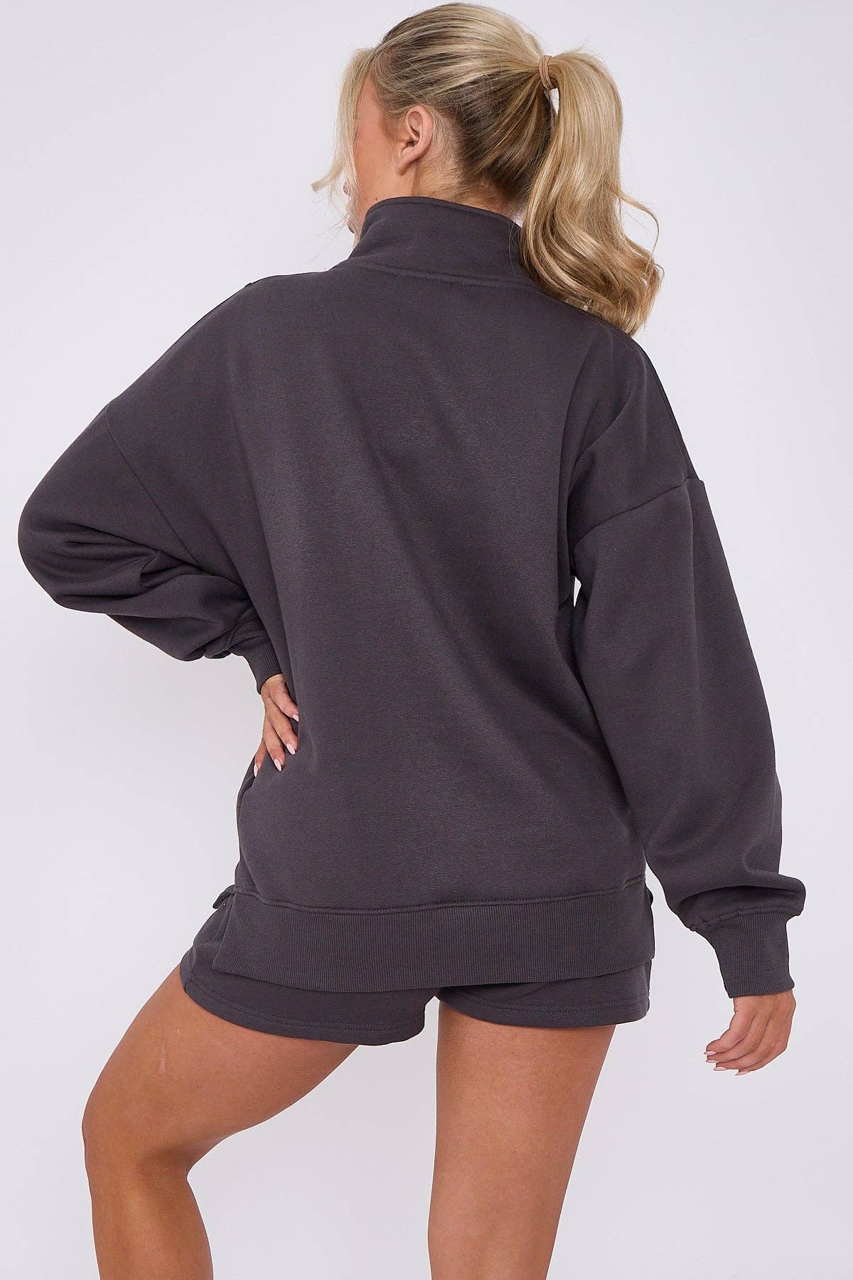 AX Labels - Wholesale Lounge Set - Women's - 1/2 Zip Top & Shorts Fleece Co-ord33