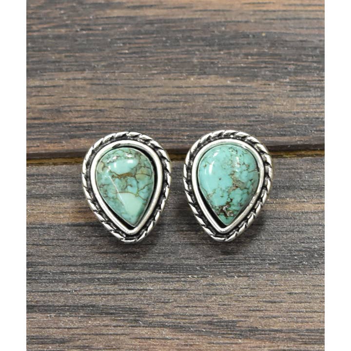 ISAC Trading Inc - Wholesale Stud/Post Earrings - 720957, Drop Turquoise Stud Earrings